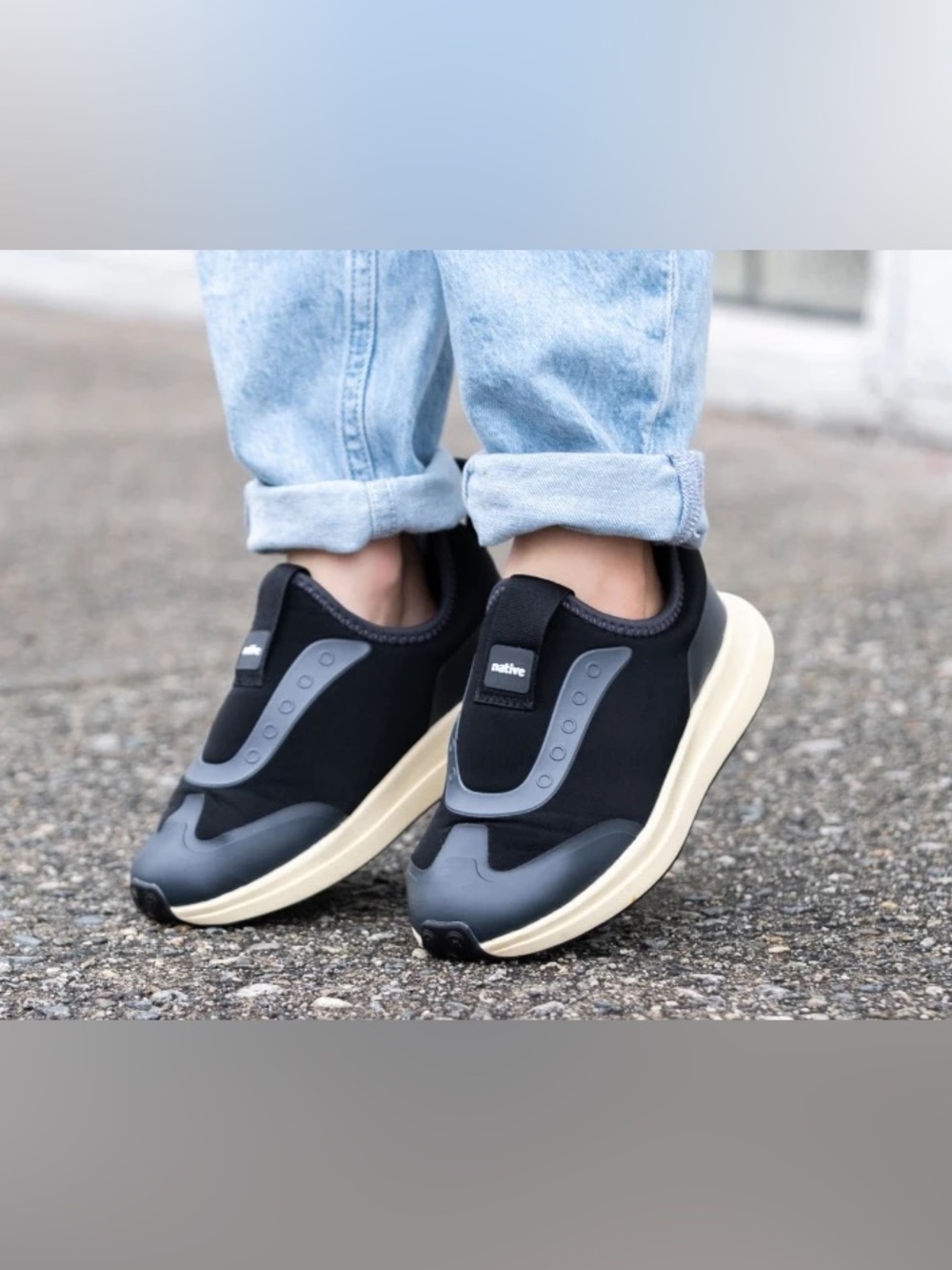 ROBBIE DASH BLACK SNEAKERS - NATIVE (Slip-On Athletic Sneakers)